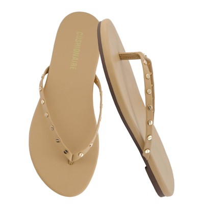 CUSHIONAIRE Confetti Women’s Studded Flip Flop Sandal – Slip-On Thong with Memory Foam & Stylish Rivet Strap