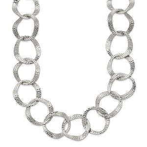 Chisel Stainless Steel Polished and Textured Open Circles Necklace 18" Plus a 2" Ext. - 1 of 4