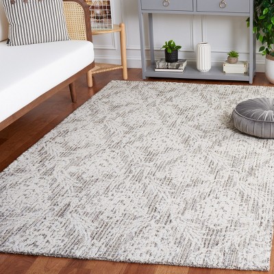 Grey and Ivory Tufted Wool Rectangular Area Rug