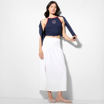 Women's Smocked Waist Linen Blend Maxi Skirt - Wild Fable™