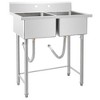 Freestanding Dual Bowl Utility Sink 41"x23"x45", NSF Certified 304 Stainless Steel, Corrosion Resistant - 3 of 4