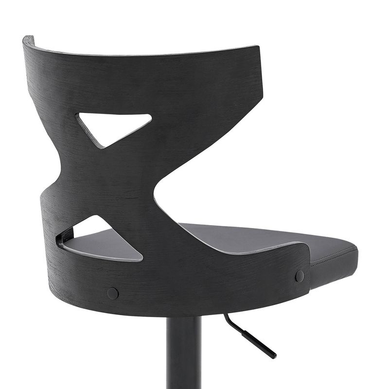 Etienne Adjustable Barstool with Faux Leather with Metal Finish Black/Gray - Armen Living, 5 of 10