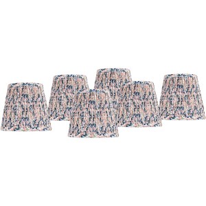 Springcrest 4" Top x 6" Bottom x 5 1/2" High x 5 1/2" Slant Lamp Shade Replacement Set of 6 Small Pink Blue Empire Modern Shirred Pleated Clip On - 1 of 4
