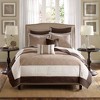 Sapphtopaz 7 Piece Bedding Quilt Set Solid Color Border Medallion Pattern Quilting Reversible Quilt Set with Throw Pillow - 2 of 4