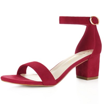 Allegra K Women's Open Toe Block Heel Adjustable Buckled Ankle Strap Sandals