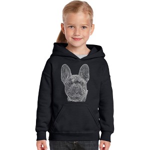 LA Pop Art Girl's Word Art Hooded Sweatshirt - French Bulldog - 1 of 4