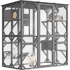70 Inches Large Wood Catio Outdoor Cat Enclosure with Perches and Condos, Cat House with Waterproof Roof, Cat Hammock Shelter Platforms & Resting Box - 2 of 4