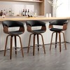 Bekrvio 26" Mid Century Modern Swivel Counter Height Bar Stools Set of 1/2/3/4 - PU Leather Upholstered,Walnut Bent Wood Legs for Kitchen Island - 2 of 4