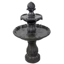 Sunnydaze Outdoor 2-Tier Solar Powered Water Fountain with Battery Backup and Submersible Pump - 35" - Black Earth Finish