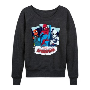 Women's - Marvel - Friendly Neighborhood Spider-Man Suits Lightweight French Terry Wide Neck Long Sleeve Shirt - 1 of 4