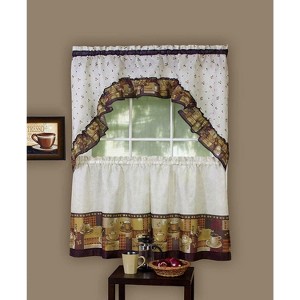 GoodGram Coffee Complete Kitchen Curtain Tier and Swag Set - 1 of 1