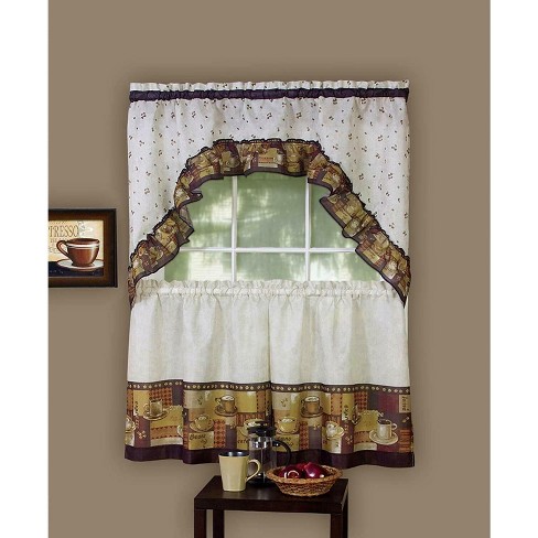 GoodGram Coffee Complete Kitchen Curtain Tier and Swag Set - image 1 of 1