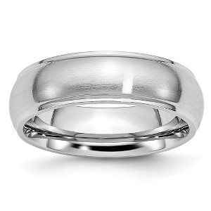 Black Bow Jewelry 7mm Cobalt Satin Domed Polished Ridged Edge Standard Fit Band - 1 of 4