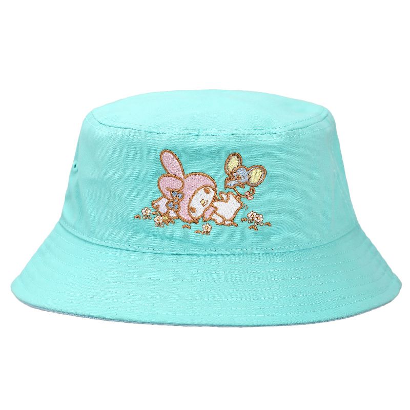 Hello Kitty My Melody Sanrio Embroidered Canvas Bucket Hat For Women, 1 of 6