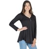 Womens Flared Long Sleeve Henley Tunic Top - 24seven Comfort Apparel™ - 2 of 4