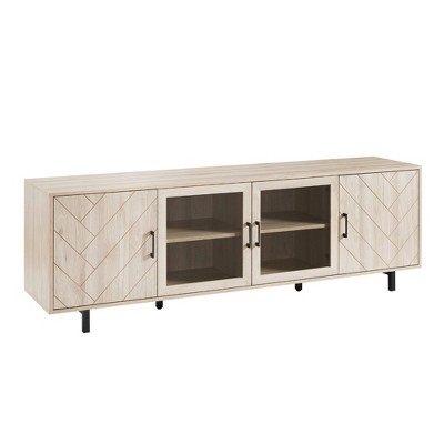 Vik Modern Boho 4 Door Herringbone TV Stand for TVs up to 80" - Saracina Home