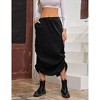 Coolmee Women's Cargo Long Skirt Low Waist Drawstring Maxi Skirt Ruched Vintage Slit Cargo Skirt with Pockets - 2 of 4