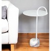 HomeRoots 25" White Iron And Marble Round Pedestal End Table - 2 of 4
