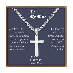 Turandoss Cross Necklace for Men Boys, Gold Silver Black Cross Pendant Necklace, Fathers Day Gifts for Men Boys Husband, Birthday Gifts for Son, 20In - 1 of 4