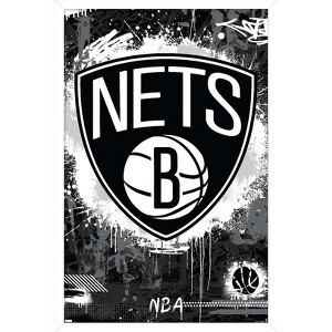 Trends International NBA Brooklyn Nets - Maximalist Logo 23 Framed Wall Poster Prints - 1 of 4
