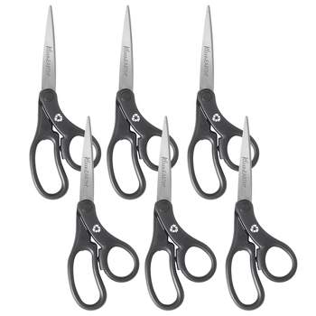 Business Source Stainless Steel Scissors Bent 8L Black Handles 65647