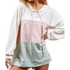 Women's Drawstring Color Block Hooded Long Sleeve Top - BiBi - image 3 of 4