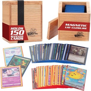 Monster Wooden Double Deck Box - Holds 150 Sleeved Cards- Compatible w Pokemon, Yugioh, Magic the Gathering & All Trading TCG Game, Gift - 1 of 3