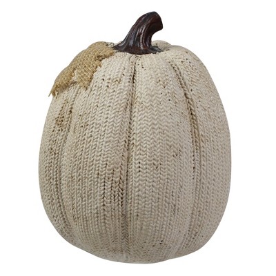 Beige Knitted Resin Pumpkin Fall Thanksgiving Decoration