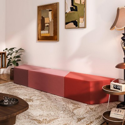MaseiKar Large Pouf Ottoman Stuffed 5 Pieces Poufs Ottomans for Living Room Foot Rest Footstool for Under Desk, Foam Filled with Removable Cover