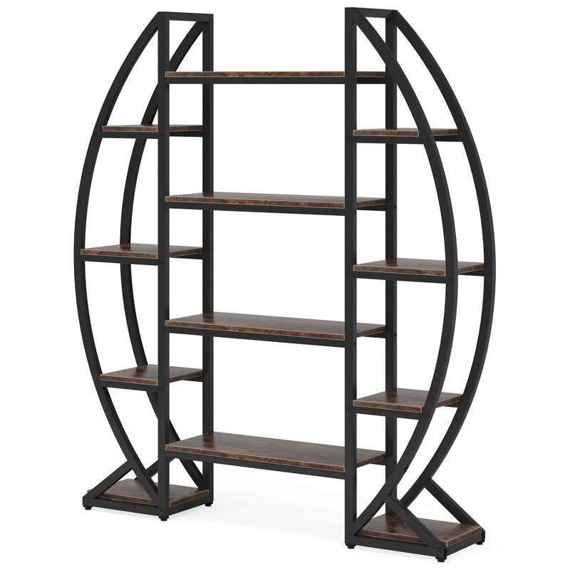 Tribesigns 55" Wide Oval Triple Etagere Bookcase, 1 of 8