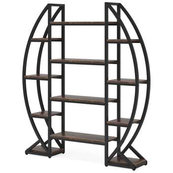 Tribesigns 55" Wide Oval Triple Etagere Bookcase