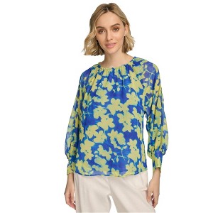 Calvin Klein Womens Floral Cold Shoulder Blouse - 1 of 1