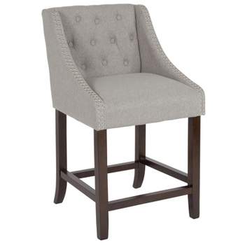 Emma and Oliver 24"H Transitional Tufted Walnut Counter Stool