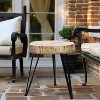 Luxenhome Side Table, 20" Patio End Table, Natural Faux Wood Top with Black Metal Legs Accent Table, Indoor Outdoor Use Brown - 4 of 4