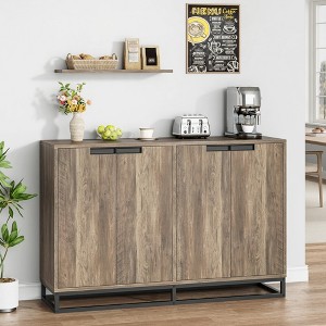 Jojoka 55" Buffet Cabinet with Storage, Large Kitchen Accent Modern Sideboard Cabinet with 4 Doors and Shelves, Coffee Bar Table - 1 of 4