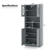 Costway Tall Bathroom Cabinet Large Floor Storage Cabinet with Acrylic Doors & 3 Cubes Black/Gray/White - 3 of 4