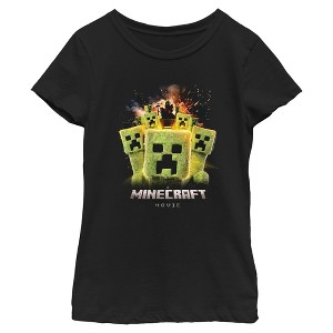 Girl's A Minecraft Movie Creepers Scene T-Shirt - 1 of 4