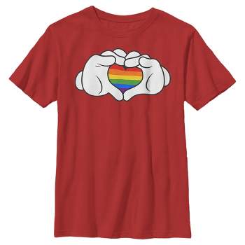 Kids Disney Mickey Rainbow Heart Hands T-Shirt