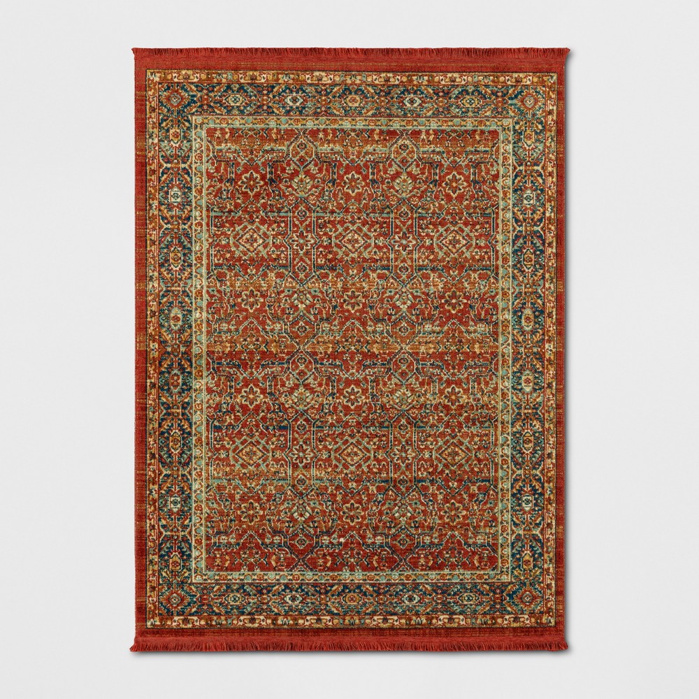 10'x13' Damask Woven Persian Style with Fringe Area Rug Dark Auburn - Threshold™