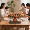 3-piece mason jar table decoration, with wooden tray - rustic fake flowers, spring table decoration, suitable for home, kitchen, living room - 2 of 4