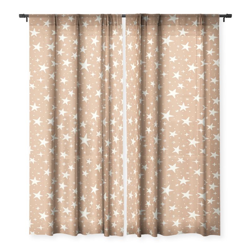 Avenie Stars In Neutral Set of 2 Panel Sheer Window Curtain - Deny Designs, 1 of 7