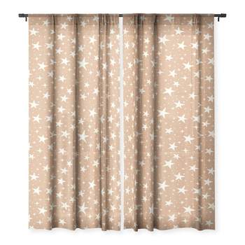 Avenie Stars In Neutral Set of 2 Panel Sheer Window Curtain - Deny Designs
