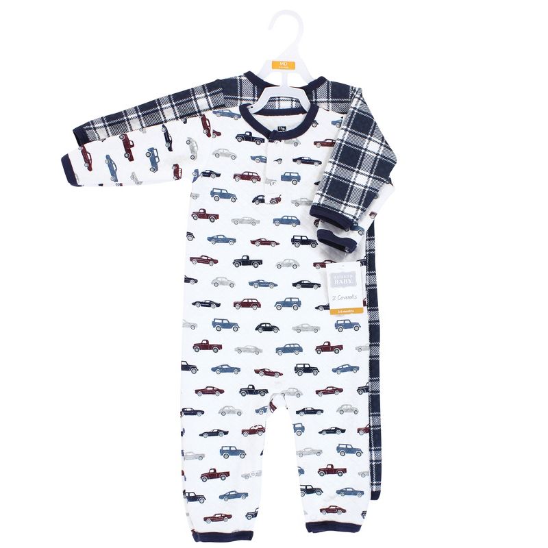 Hudson Baby Infant Boy Premium Quilted Coveralls, Cars, 3 of 6