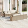 vidaXL Patio Sofa Set with Cushions Outdoor Furniture 9 Piece Poly Rattan - Beige and Cream - 2 of 4