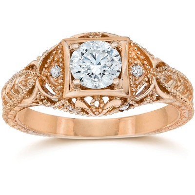 Pompeii3 Emery 5/8 Ct Vintage Diamond Antique Engagement 14K Rose Gold