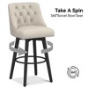 Dyonery Swivel Fabric Bar Stools, 26.8" Counter Height & 30" Bar Height, Tufted Upholstered Farmhouse Kitchen Island Chairs - 4 of 4