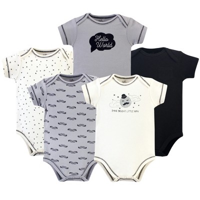 Touched by Nature Baby Boy Organic Cotton Bodysuits 5pk, Mr. Moon