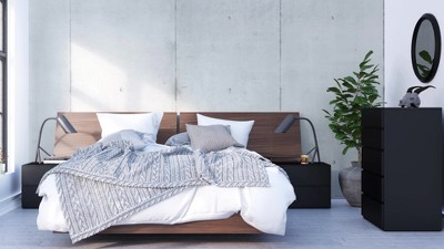 Natural Maple 2-Drawer Modern Nightstand with Metal Slides