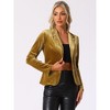 INSPIRE CHIC Women's Notched Lapel Vintage Office Button Front Velvet Blazer - 2 of 4