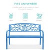 Best Choice Products Outdoor Steel Bench Garden Patio Porch Furniture w/ Floral Design Backrest - 3 of 4